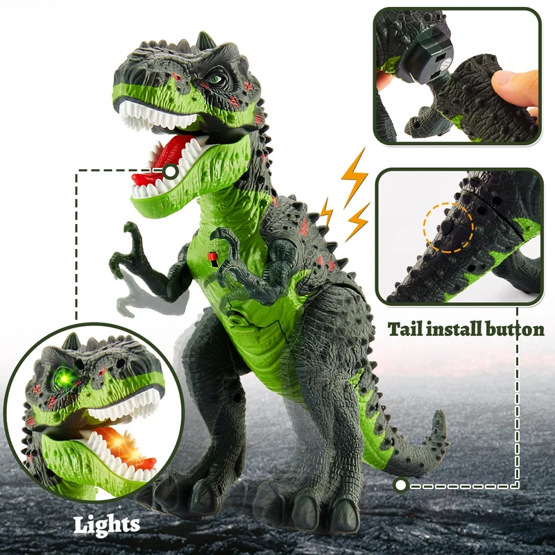 HYAKIDS T Rex Dinosauro Giocattolo con Acqua Spray, Giochi Dinosauri per Bambini 3 4 5 6 Anni, Tyrannosaurus Rex, Cammina, Luci e Suoni, Dinosauro Gigante Regalo per Ragazzi Ragazze