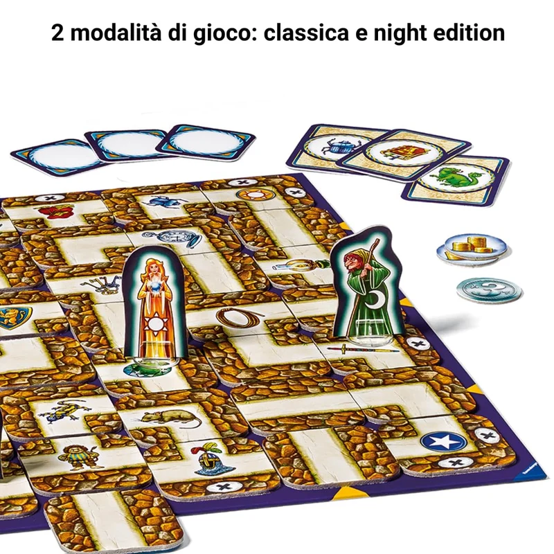 Ravensburger - Labirinto Glow in The Dark, Gioco da Tavolo per Tutta la Famiglia, 2-4 Giocatori, Idea Regalo per Bambini 7+ Anni, Edizione in Italiano