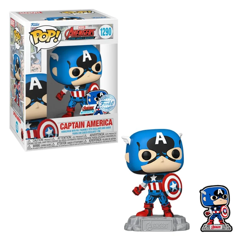 Funko POP! Marvel: A60- Comic Captain America With Enamel Pin - Marvel Comics - Fumetti Marvel - Esclusiva Amazon - Figura in Vinile da Collezione - Idea Regalo - Merchandising Ufficiale