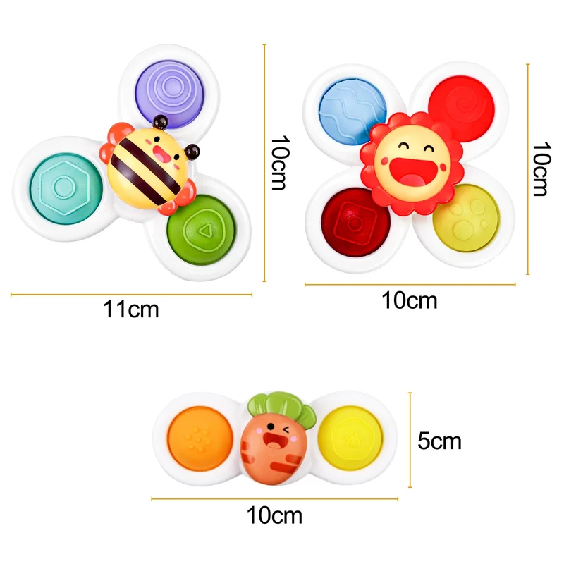 Fousenuk 3 Pezzi Spinner Bambini, Gioco Giochi Seggiolone Ventosa, Ventosa Spinner Giocattoli, Giocattolo per Ventosa, Ventose Girevoli Giocattoli per Bambini,Giocattoli Sensoriali per Bambini