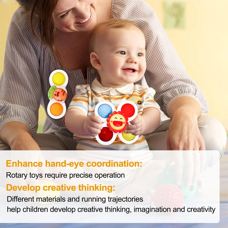 Fousenuk 3 Pezzi Spinner Bambini, Gioco Giochi Seggiolone Ventosa, Ventosa Spinner Giocattoli, Giocattolo per Ventosa, Ventose Girevoli Giocattoli per Bambini,Giocattoli Sensoriali per Bambini