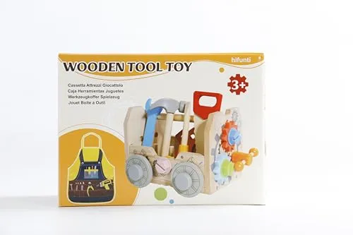Cassetta Attrezzi Bambini Giochi in Legno Giochi Bambini 2 Anni, Banco da Lavoro, Costruzioni per Bambini Giochi Interattivi Educativi Regalo Bimbo 2 3 4 Anni Attrezzi Giocattolo Bambini (52 Pezzi)