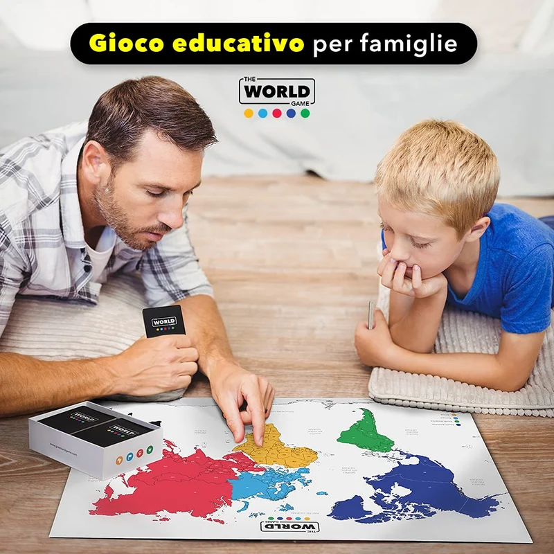 The World Game - Gioco di Carte Geografia - Gioco da Tavolo Educativo per Bambini, Famiglie e Adulti - Un Gioco di Società per Ragazzi e Ragazze sul Mundo - In Italiano