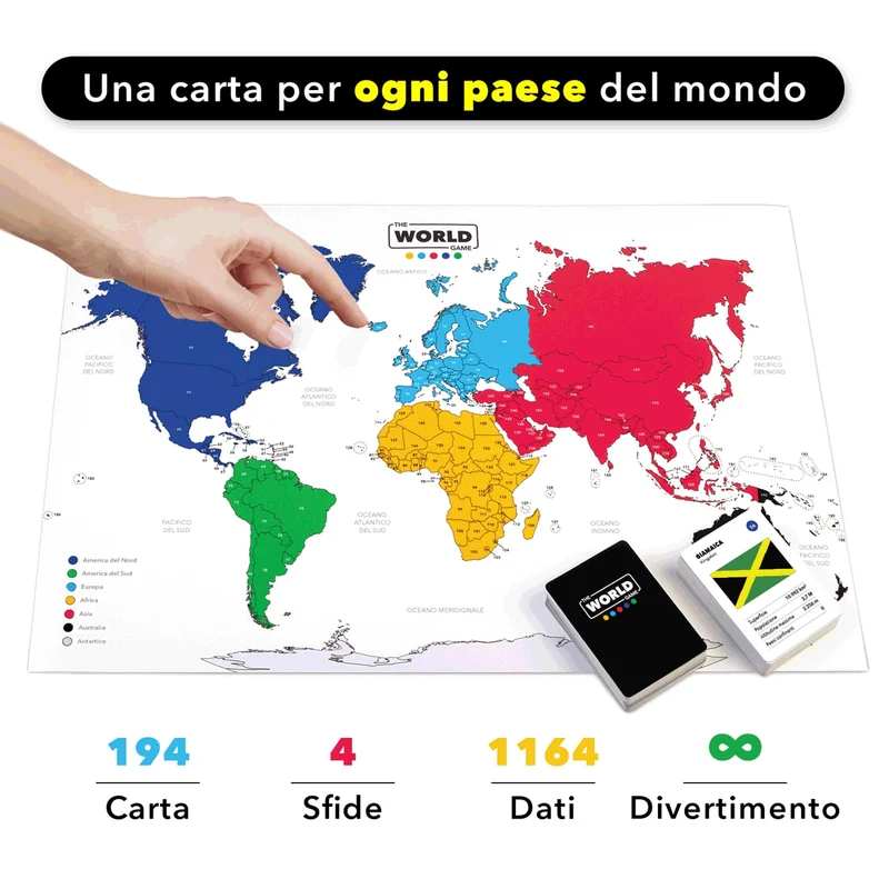 The World Game - Gioco di Carte Geografia - Gioco da Tavolo Educativo per Bambini, Famiglie e Adulti - Un Gioco di Società per Ragazzi e Ragazze sul Mundo - In Italiano