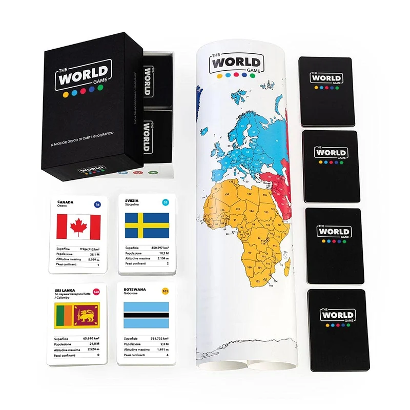 The World Game - Gioco di Carte Geografia - Gioco da Tavolo Educativo per Bambini, Famiglie e Adulti - Un Gioco di Società per Ragazzi e Ragazze sul Mundo - In Italiano