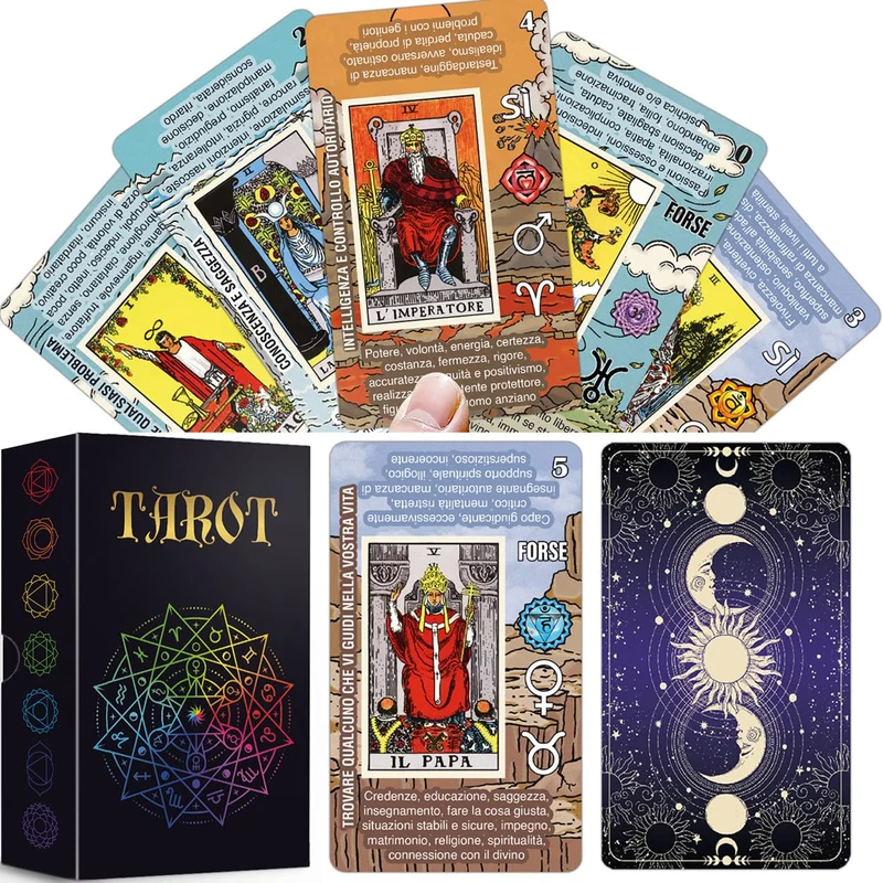 TAROTIKA - Tarocchi Carte Italiano, Imparare Tarot Deck di Lettura Facile e Veloce, con Significati Inversi, SÌ o No, Oroscopi, Pianeti e Chakra (Italiano)