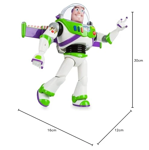 Disney Store Action figure parlante interattiva di Buzz Lightyear di Toy Story, 30 cm/11", con più di 10 frasi in inglese, interagisce con altri personaggi e giocattoli, luci laser, età 3+