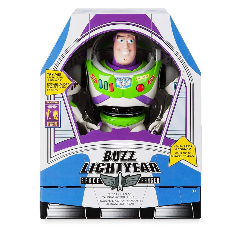 Disney Store Action figure parlante interattiva di Buzz Lightyear di Toy Story, 30 cm/11", con più di 10 frasi in inglese, interagisce con altri personaggi e giocattoli, luci laser, età 3+