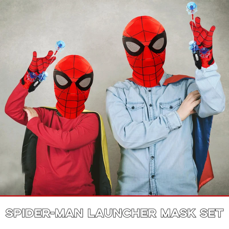 TKGEOUE Set di 2 Launcher Glove, Launcher Gloves e Maschera,Spider Launcher Glove,Guanti Launcher per Giochi, Spiderman Glove Launcher Set,Spider Web Launcher Toy