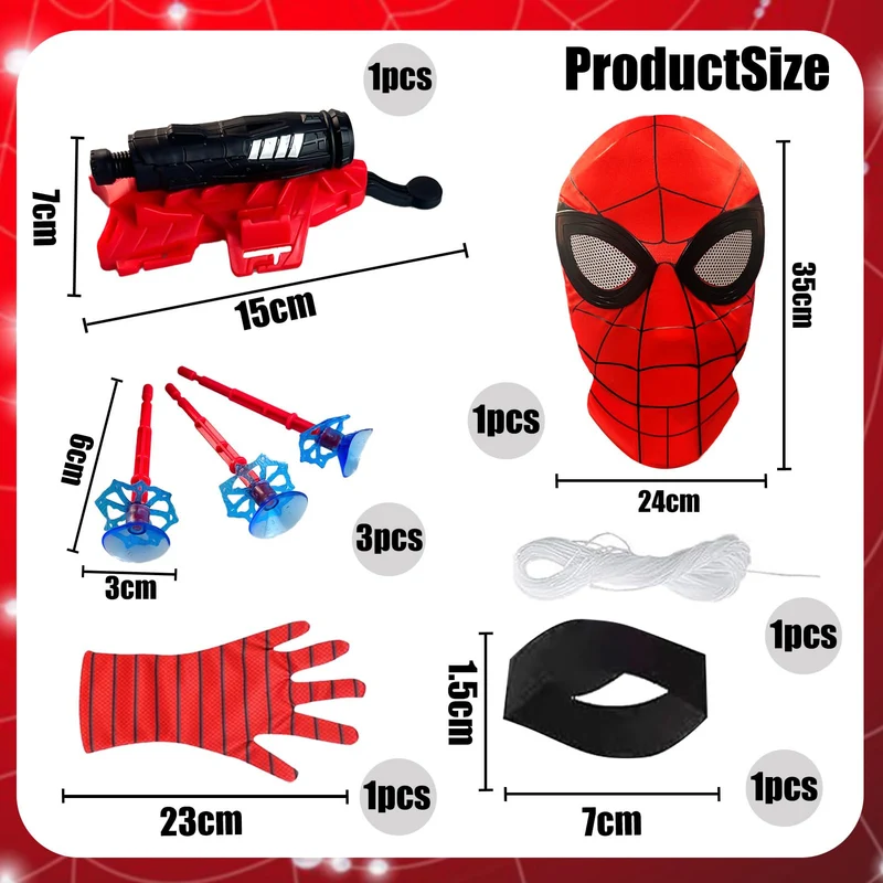 TKGEOUE Set di 2 Launcher Glove, Launcher Gloves e Maschera,Spider Launcher Glove,Guanti Launcher per Giochi, Spiderman Glove Launcher Set,Spider Web Launcher Toy