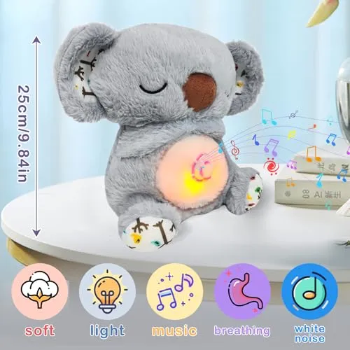 PQKL-party Lontra Che Respira, Koala Peluche Che Respira, Koala Che Respira, Peluche Koala, Peluche Koala con Luci Musicali e Respirazione Ritmic, Regali di Compleanno per Ragazze e Ragazzi(Grigio)