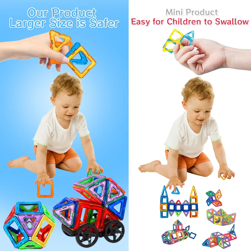AOUVT 56 Pcs Costruzioni Magnetiche，Costruzioni Magnetiche Giochi Bambini，Divertente Giocattolo da Costruzione Educativo，Scelta Regalo Perfetta per Ragazzi e Ragazze dai 3 Agli 8 Anni