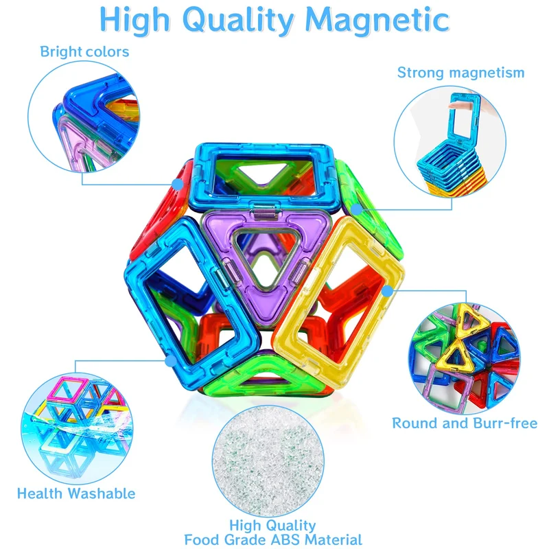 AOUVT 56 Pcs Costruzioni Magnetiche，Costruzioni Magnetiche Giochi Bambini，Divertente Giocattolo da Costruzione Educativo，Scelta Regalo Perfetta per Ragazzi e Ragazze dai 3 Agli 8 Anni