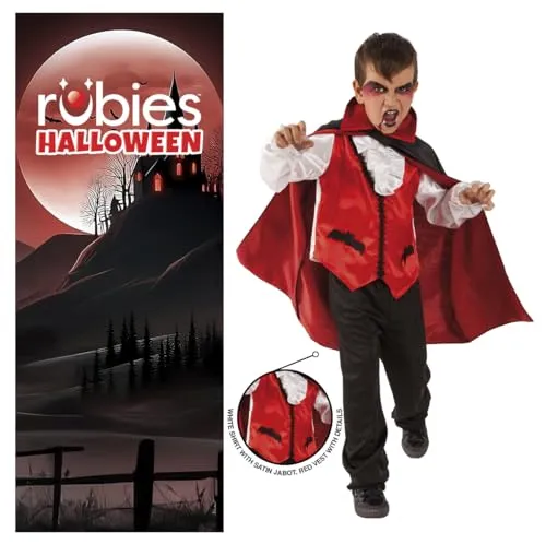 Rubies Costume del Conte Dracula per bambino, Abito con camicia bianca, gilet, mantello e pantaloni, Rubies ufficiale per Halloween, S (3-4 anni)