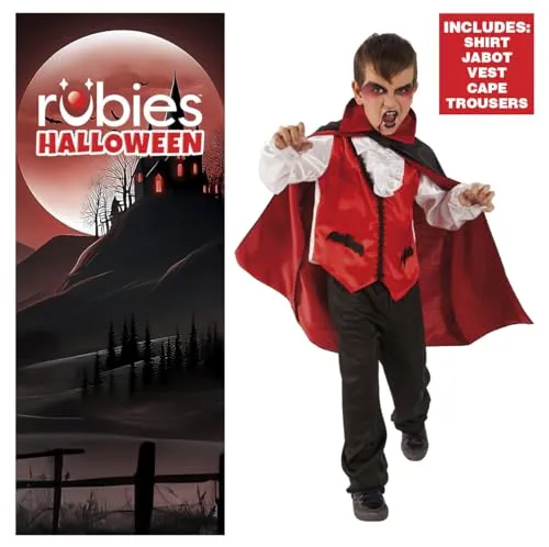 Rubies Costume del Conte Dracula per bambino, Abito con camicia bianca, gilet, mantello e pantaloni, Rubies ufficiale per Halloween, S (3-4 anni)