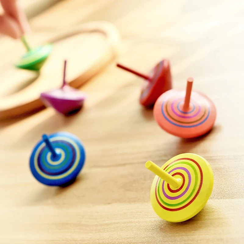 ZOEON 30 Pezzi Trottola in Legno, Giroscopio in Legno Colorati Artigianali Set per Bambini