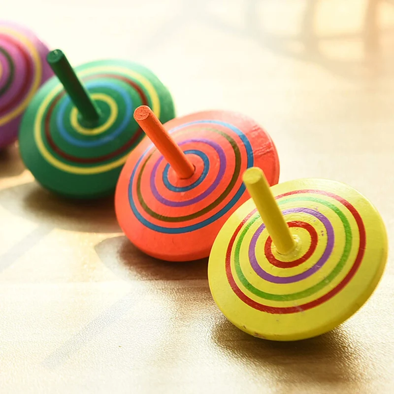 ZOEON 30 Pezzi Trottola in Legno, Giroscopio in Legno Colorati Artigianali Set per Bambini