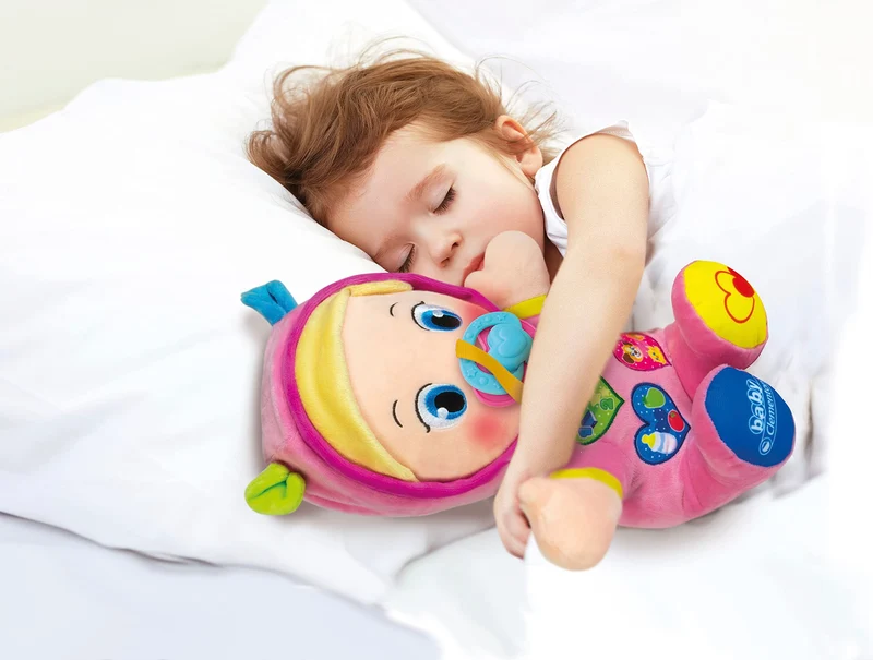 Baby Clementoni - Alice, la Mia Prima Bambola, Peluche Bambini 10+ Mesi, Centro Attività con Ciuccio e 3 Tasti per Imparare Forme, Numeri, Colori, Parole e Versi degli Animali, Lingua Italiana, 17201