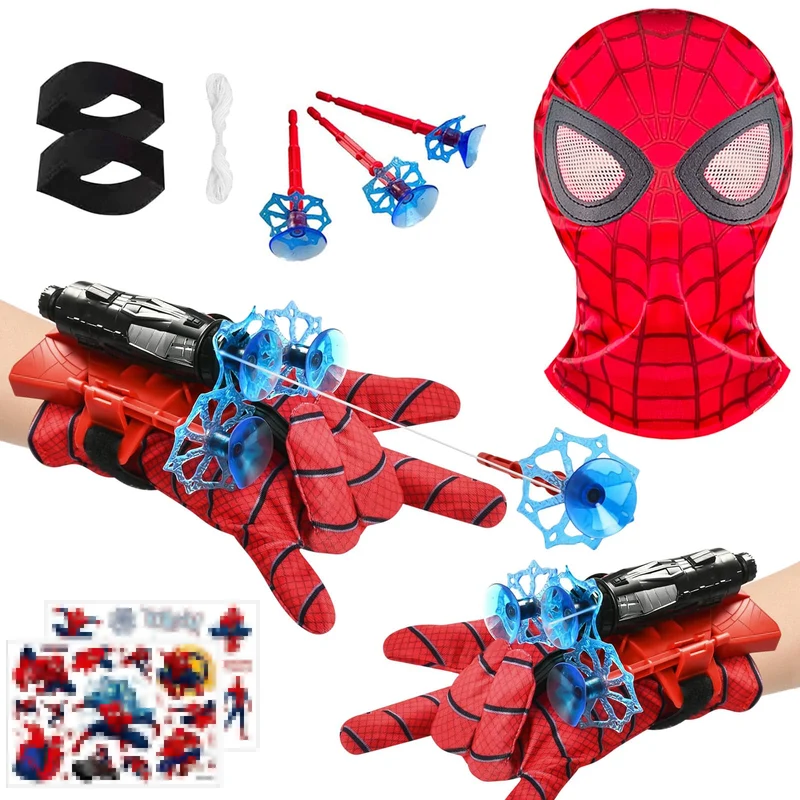 Launcher Glove, Spiderm Guanti per Bambino, Spider Launcher Guanto con con Spiderm Maschera, Guanti Launcher per Giochi, Spider Web Launcher Toy, Cosplay Giocattoli da Polso Se (A)