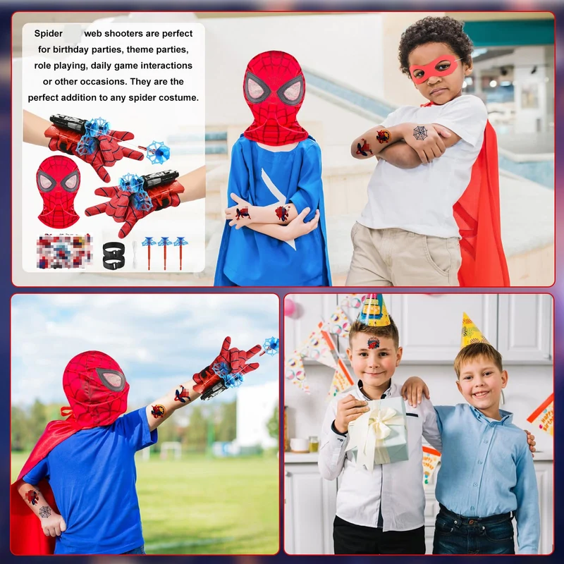 Launcher Glove, Spiderm Guanti per Bambino, Spider Launcher Guanto con con Spiderm Maschera, Guanti Launcher per Giochi, Spider Web Launcher Toy, Cosplay Giocattoli da Polso Se (A)