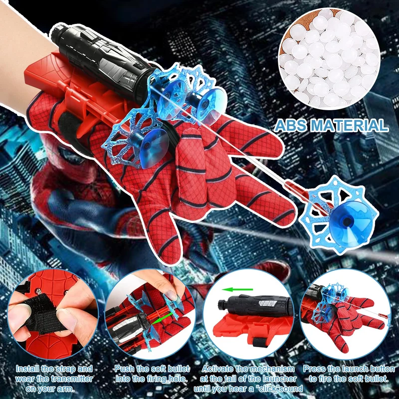 Launcher Glove, Spiderm Guanti per Bambino, Spider Launcher Guanto con con Spiderm Maschera, Guanti Launcher per Giochi, Spider Web Launcher Toy, Cosplay Giocattoli da Polso Se (A)