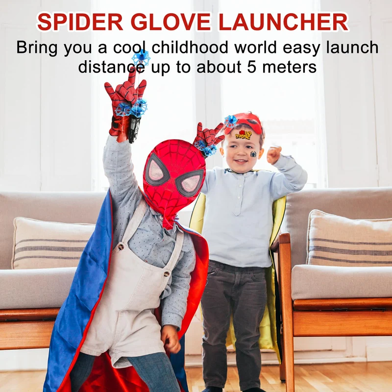 Launcher Glove, Spiderm Guanti per Bambino, Spider Launcher Guanto con con Spiderm Maschera, Guanti Launcher per Giochi, Spider Web Launcher Toy, Cosplay Giocattoli da Polso Se (A)