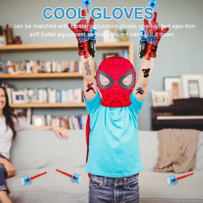 Launcher Glove, Spiderm Guanti per Bambino, Spider Launcher Guanto con con Spiderm Maschera, Guanti Launcher per Giochi, Spider Web Launcher Toy, Cosplay Giocattoli da Polso Se (A)