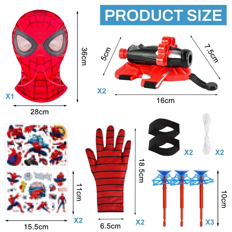Launcher Glove, Spiderm Guanti per Bambino, Spider Launcher Guanto con con Spiderm Maschera, Guanti Launcher per Giochi, Spider Web Launcher Toy, Cosplay Giocattoli da Polso Se (A)