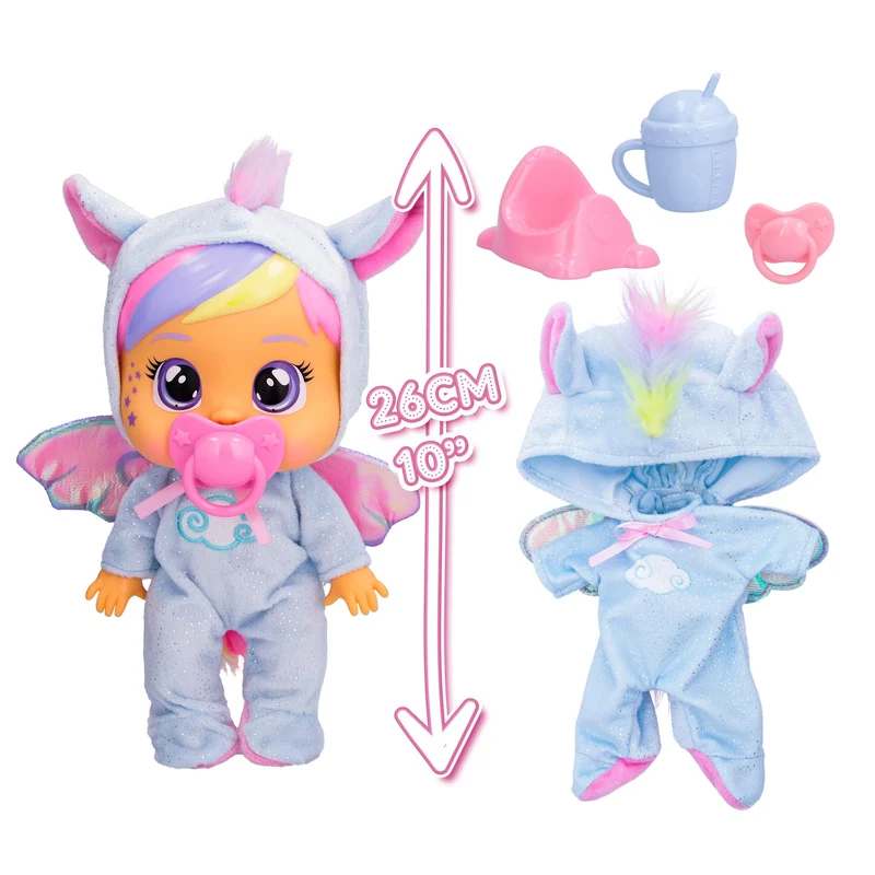 Cry Babies Loving Care Fantasy Jenna | Bambola interattiva che piange lacrime vere, con pigiama intercambiabili - Bambola giocattolo funzionale per bambini dai 18 mesi in su