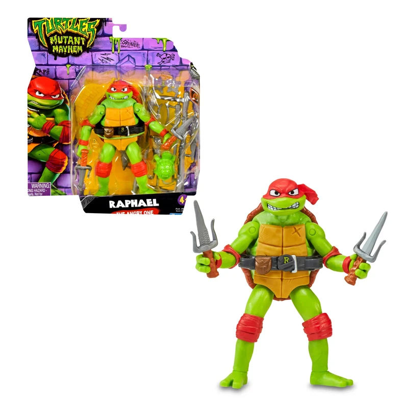 Giochi Preziosi - Raffaello Tartarughe Ninja Caos Mutante, Raffaello in versione Action Figure Base Articolata da 12 cm, Personaggio con Armi da Combattimento, Per Bambini dai 4 anni