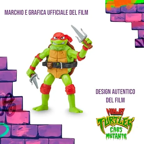 Giochi Preziosi - Raffaello Tartarughe Ninja Caos Mutante, Raffaello in versione Action Figure Base Articolata da 12 cm, Personaggio con Armi da Combattimento, Per Bambini dai 4 anni