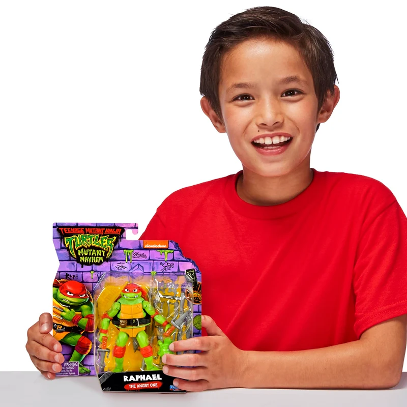 Giochi Preziosi - Raffaello Tartarughe Ninja Caos Mutante, Raffaello in versione Action Figure Base Articolata da 12 cm, Personaggio con Armi da Combattimento, Per Bambini dai 4 anni