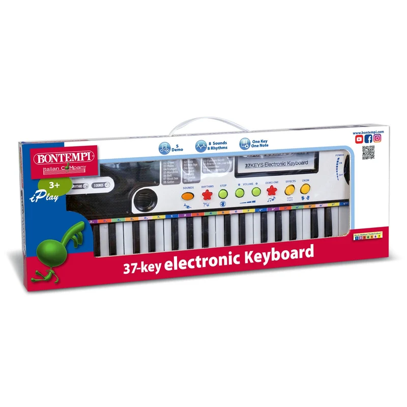 Bontempi | PlayKeys - Tastiera Giocattolo a 37 Tasti per Piccoli Musicisti con Passo Mini e Microfono, 425x160x50 mm