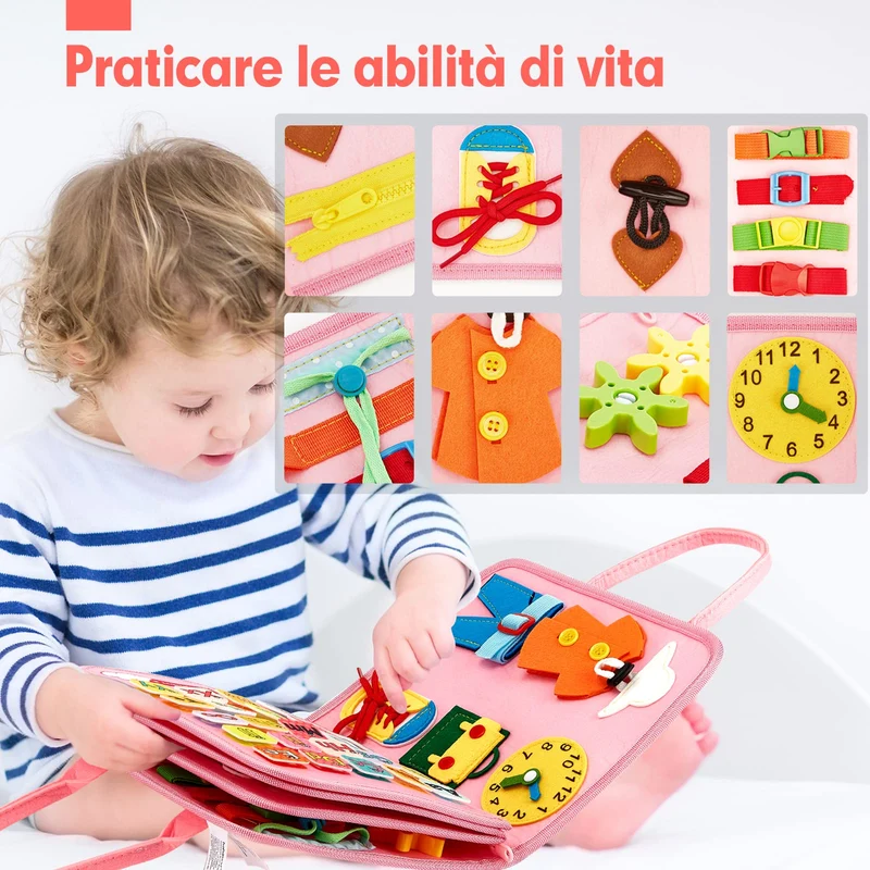 hahaland Busy Board Montessori 2 3 4 Anni, Gioco Educativo per Bambina, Giochi Bimba Pannello Sensoriale Regalo Bambino 2 3 4 Anni