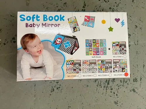 BelleStyle Giochi Montessori Neonato 0 3 6 12 Mesi, Libri di Stoffa con Specchio per Bambini, Sensoriali Morbidi di attività Giocattoli Educativi Interattivo Regali