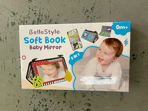 BelleStyle Giochi Montessori Neonato 0 3 6 12 Mesi, Libri di Stoffa con Specchio per Bambini, Sensoriali Morbidi di attività Giocattoli Educativi Interattivo Regali