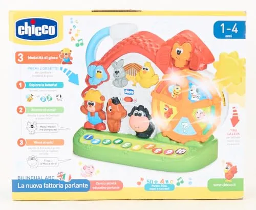Chicco Fattoria Parlante Bilingue Italiano/Inglese, Fattoria con Animali per Bambini con Luci e Suoni, 3 Modalità di Gioco, Gioco Educativo Elettronico - Giochi Bambini 1-4 Anni