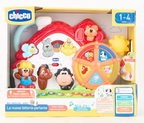 Chicco Fattoria Parlante Bilingue Italiano/Inglese, Fattoria con Animali per Bambini con Luci e Suoni, 3 Modalità di Gioco, Gioco Educativo Elettronico - Giochi Bambini 1-4 Anni