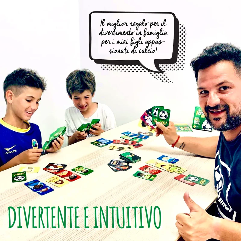 LASTUF Gioco di Calcio per Bambini Gioco di Carte da Tavolo per Famiglie Giochi di Società per Ragazzi e Ragazze - Multilingua con Italiano - 81 carte - Regalo di calcio da 6 anni