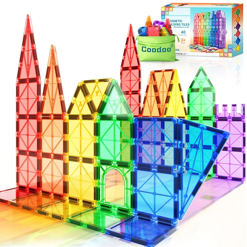 Piastrelle magnetiche Giocattoli per bambini Giocattoli magneti per il bambino Blocchi magnetici Giocattoli da costruzione Giocattoli Montessori per ragazzi e ragazze di 3+ anni