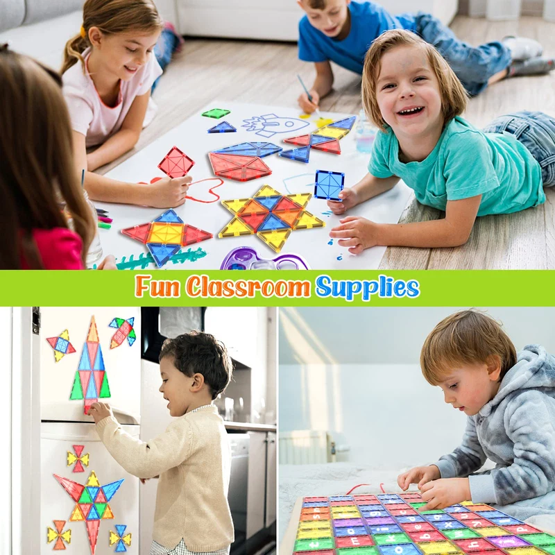 Piastrelle magnetiche Giocattoli per bambini Giocattoli magneti per il bambino Blocchi magnetici Giocattoli da costruzione Giocattoli Montessori per ragazzi e ragazze di 3+ anni