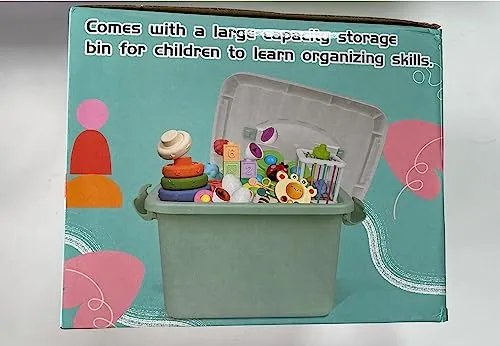 Weilim Giochi per bambini dai 6 ai 12 mesi, giochi Montessori per neonati, giocattoli sensoriali, giocattoli da bagno 6 in 1 con blocchi e anelli impilabili, uova da abbinare