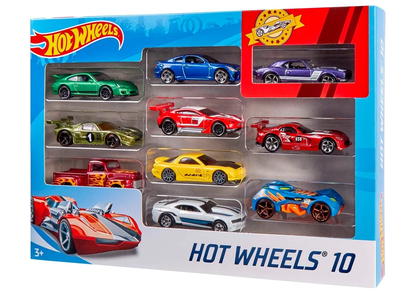 Hot Wheels - Set Macchinine da 10 Veicoli in Scala 1:64, con Decorazioni Mozzafiato, da Collezionare, Single, 54886