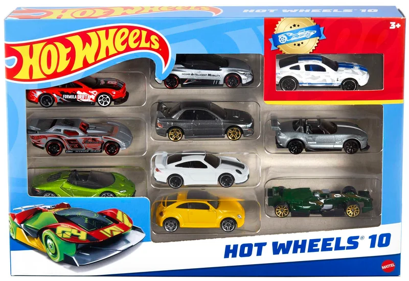 Hot Wheels - Set Macchinine da 10 Veicoli in Scala 1:64, con Decorazioni Mozzafiato, da Collezionare, Single, 54886