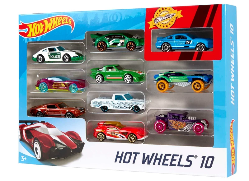 Hot Wheels - Set Macchinine da 10 Veicoli in Scala 1:64, con Decorazioni Mozzafiato, da Collezionare, Single, 54886