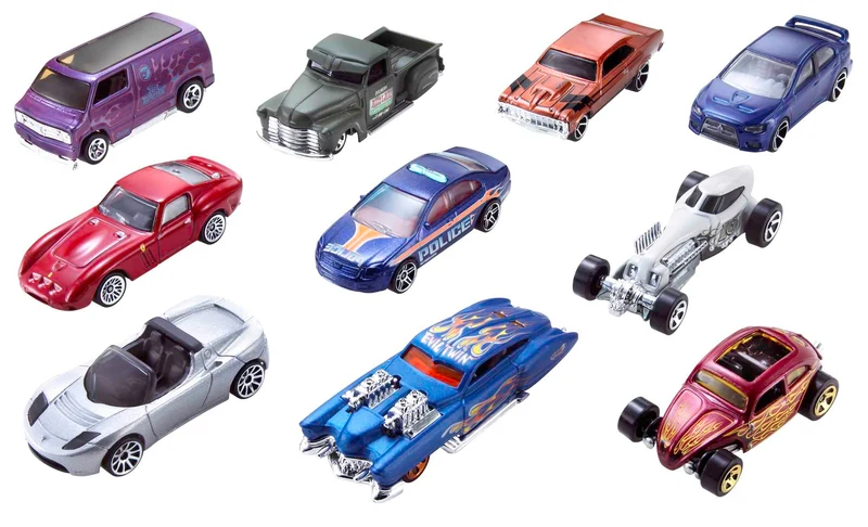 Hot Wheels - Set Macchinine da 10 Veicoli in Scala 1:64, con Decorazioni Mozzafiato, da Collezionare, Single, 54886