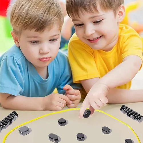 Gioco di scacchi magnetici,Magnetic Chess Game,Gioco da tavolo a scacchi, Pietre magnetiche,Gioco da Tavolo Educativo Dama, Scacchiera magnetica,Portable Chessboard Party for Family Reunions (E)