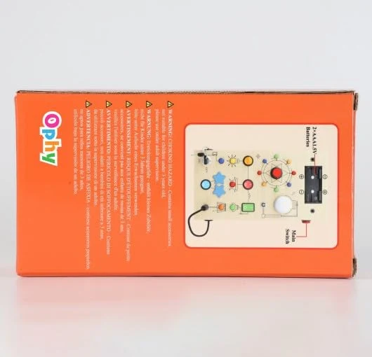 Ophy Giochi Montessori Busy Board 1 Anno, Bambini Giochi in Legno, Montessori Sensoriale con 9 Interruttori 16 Luci a LED, Giochi Educativi Giocattolo per Bambini 2 3 4 Anni