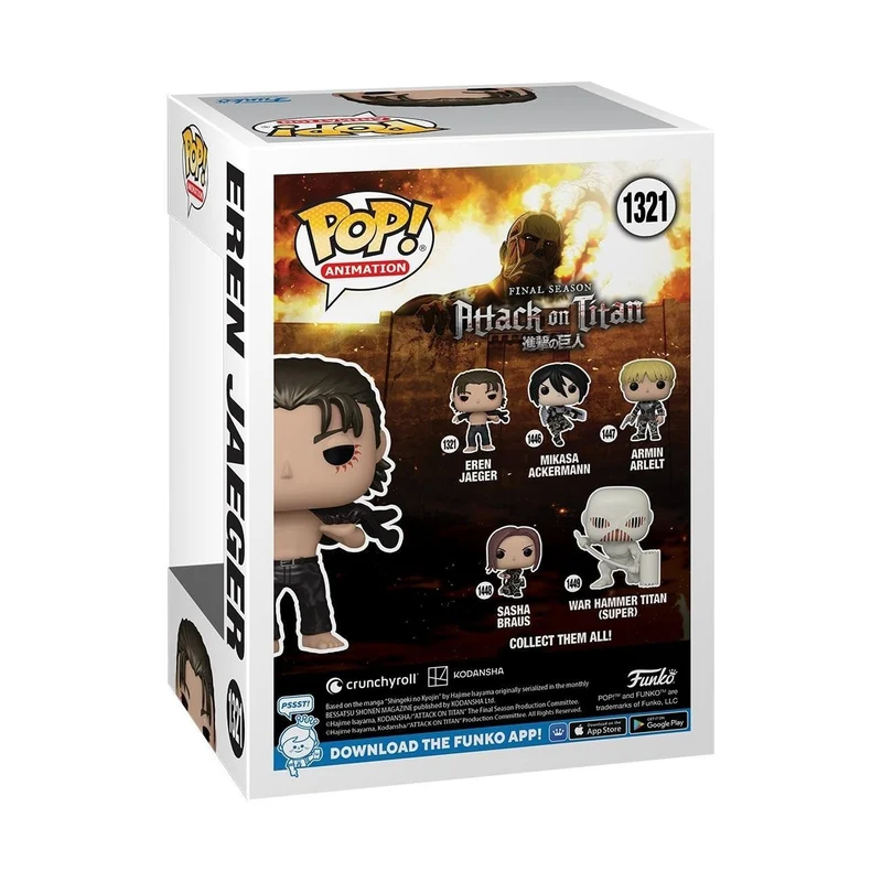 Funko Pop! Animation: AoT - Eren Jaeger Jeager - Metallic - Attack On Titan - Esclusiva Amazon - Figura in Vinile da Collezione - Idea Regalo - Merchandising Ufficiale - Anime Fans