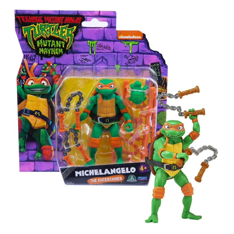 Giochi Preziosi - Michelangelo Tartarughe Ninja Caos Mutante, Michelangelo in versione Action Figure Base Articolata da 12 cm, Personaggio con Armi da Combattimento, Per Bambini dai 4 anni